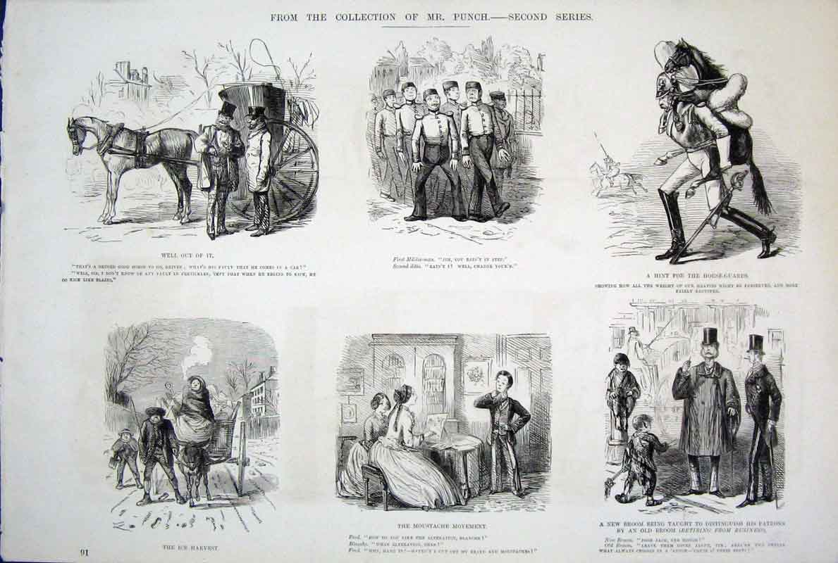 Original Old Antique Print Life & Character By John Leech Mr Punch *2