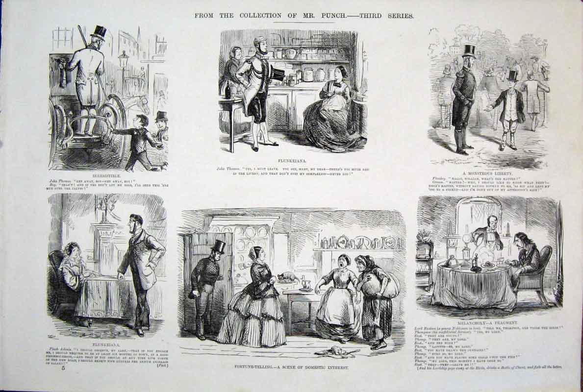Original Old Antique Print By John Leech Mr Punch Tird Series C1878 Victorian
