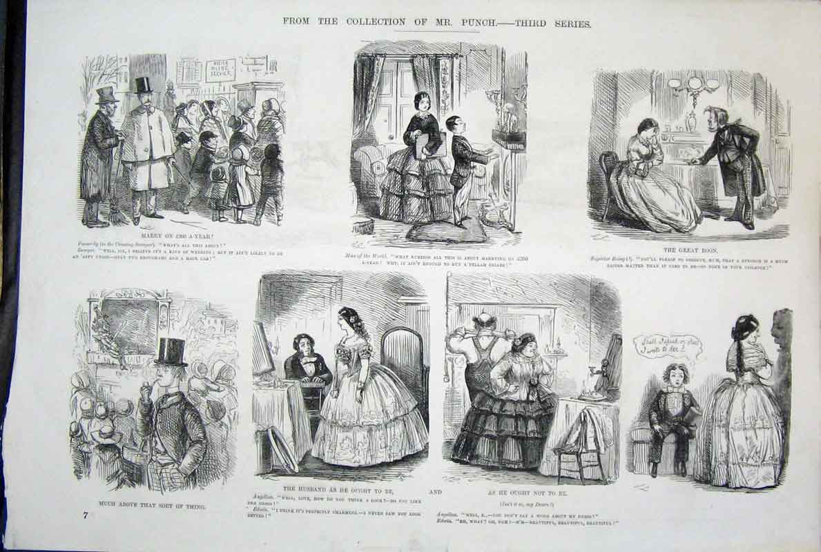 Original Old Antique Print Life & Character Mr Punch By John Leech