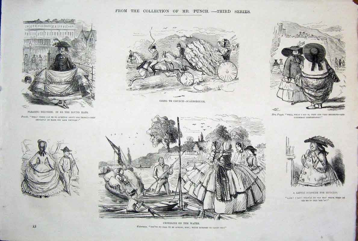 Original Old Antique Print Life & Character By John Leech Mr Punch *3