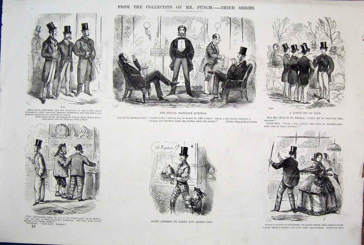 Original Old Antique Print Ref.13 Mr Punch John Leech Life & Character