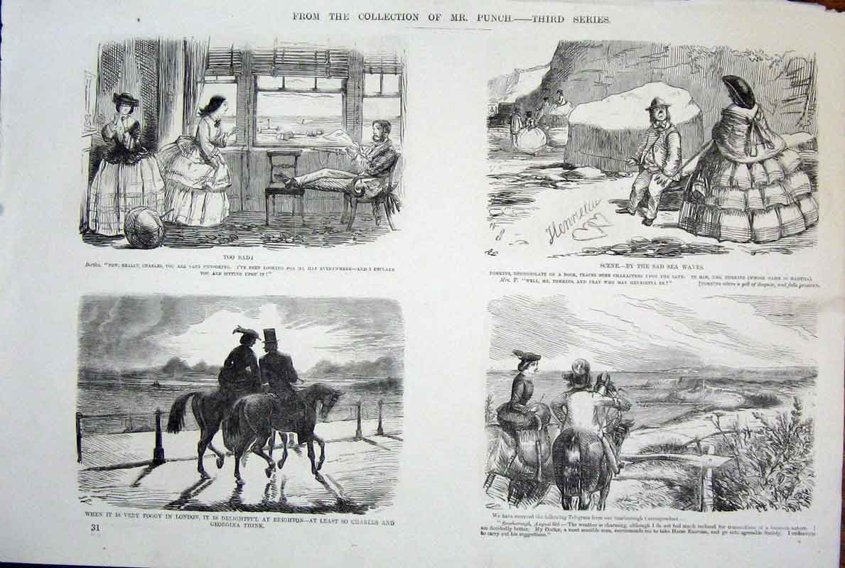 Original Old Antique Print By John Leech Mr Punch Third Series