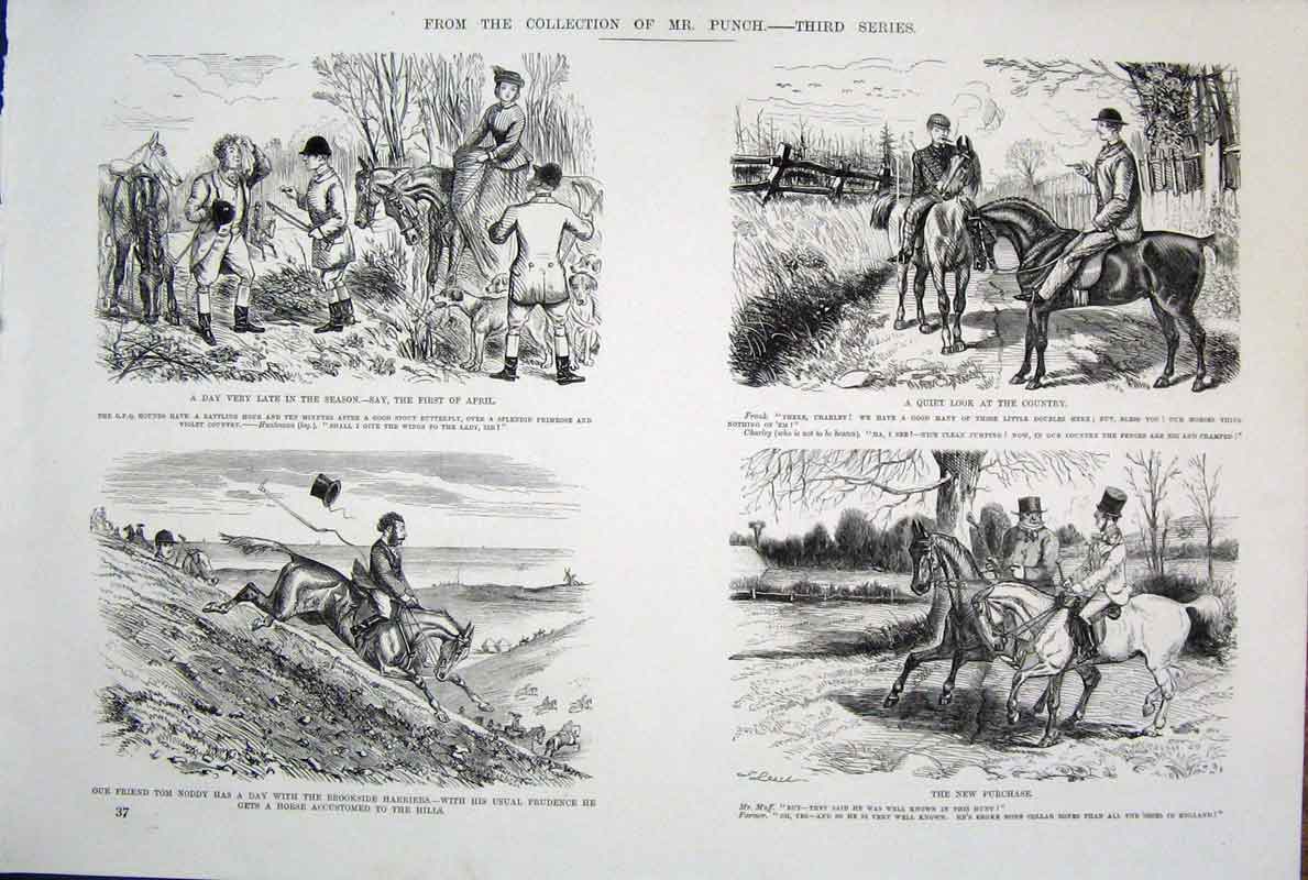 Original Old Antique Print Life & Character By John Leech Mr Punch *4 Ref.2