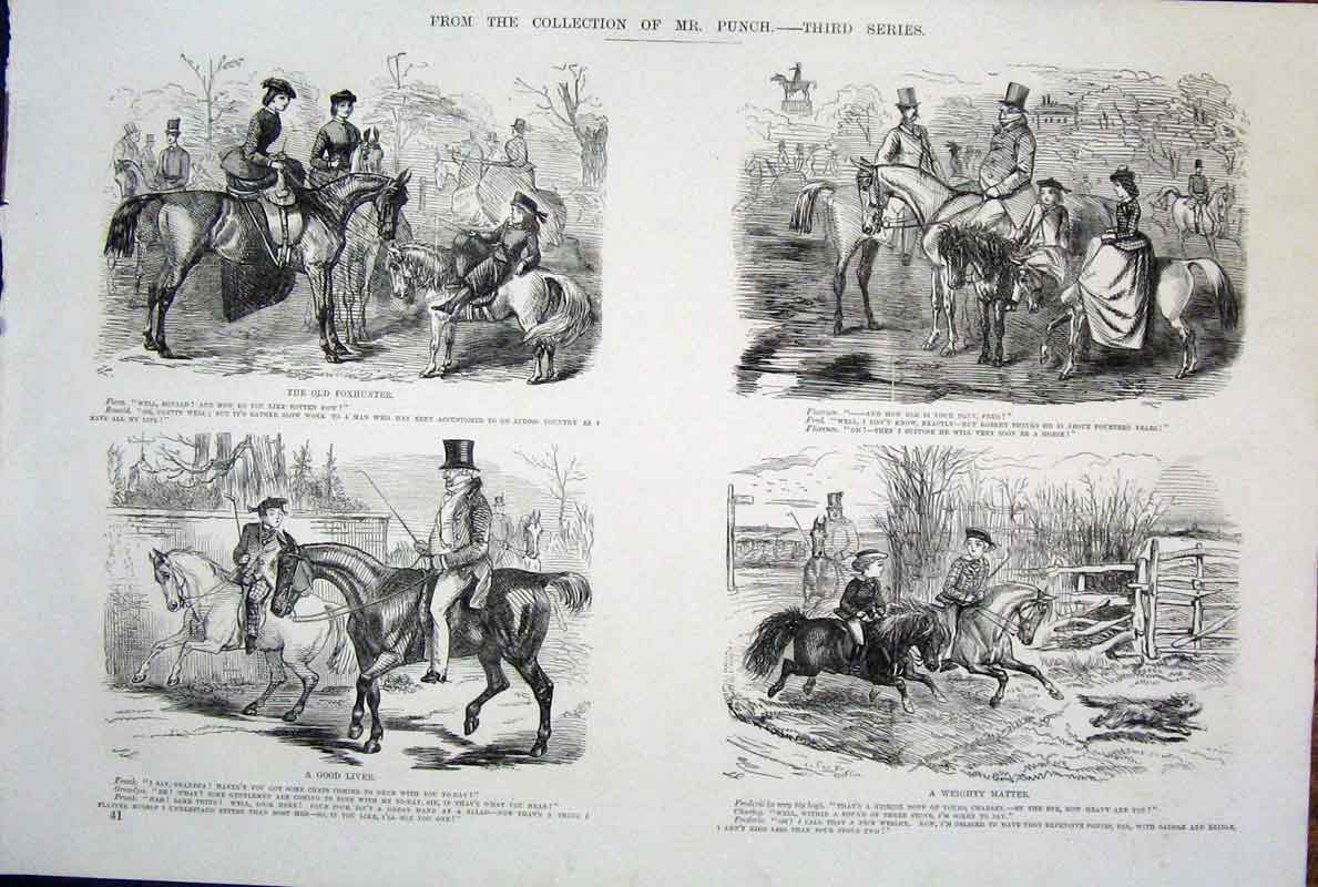 Original Old Antique Print Mr Punch Third Series Collection By John Leech