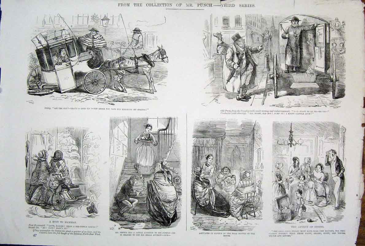 Original Old Antique Print By John Leech Mr Punch Third Seires C1878 Victorian