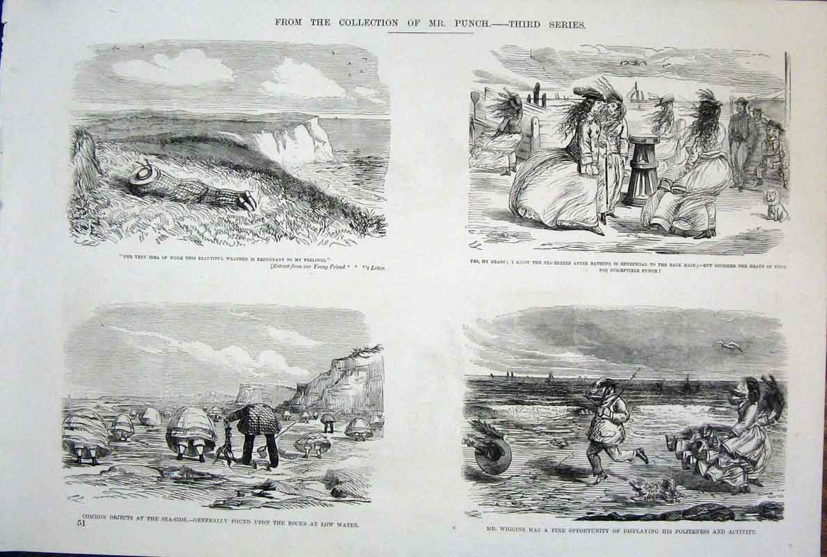 Original Old Antique Print By John Leech Mr Punch Life & Character