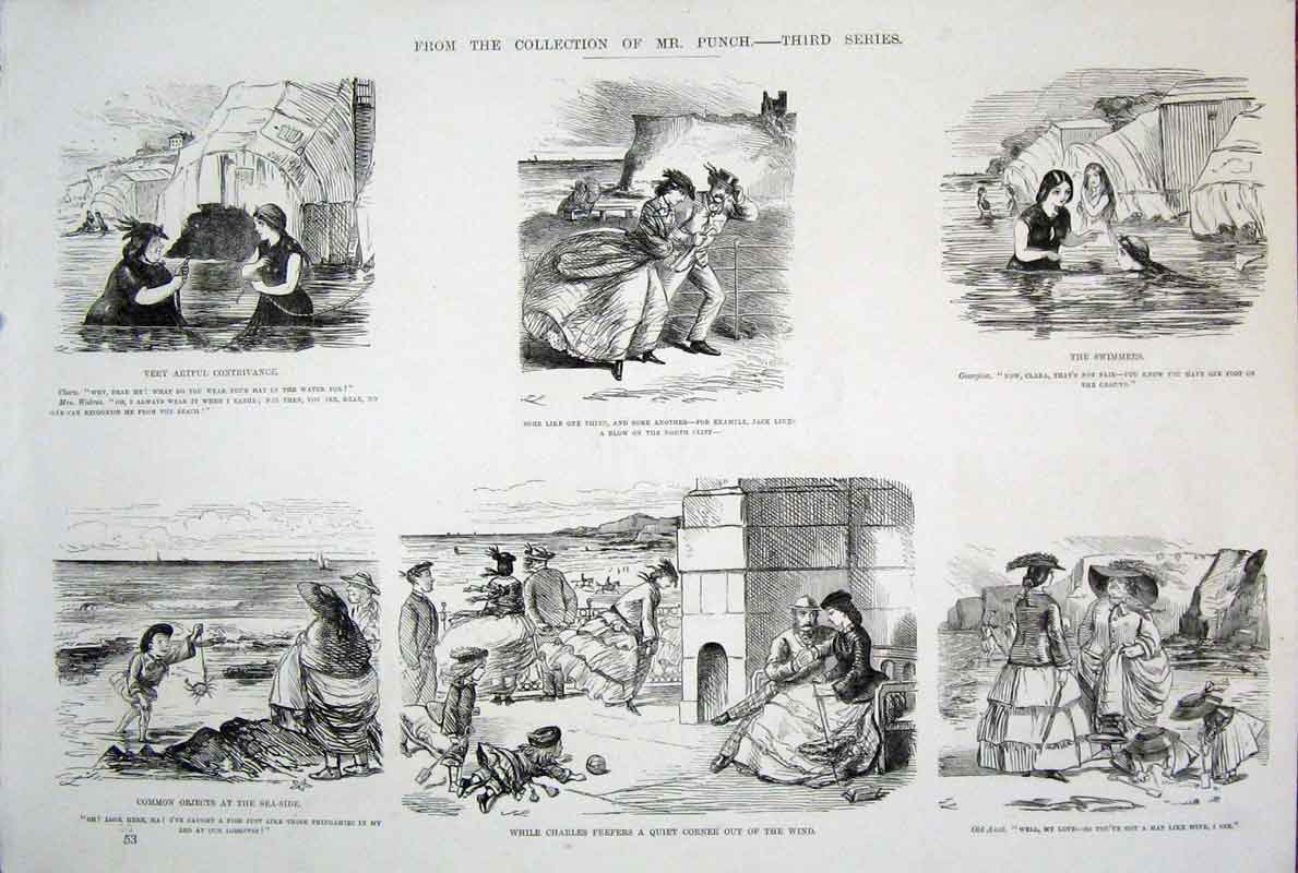 Original Old Antique Print By John Leech Mr Punch Life & Character *36