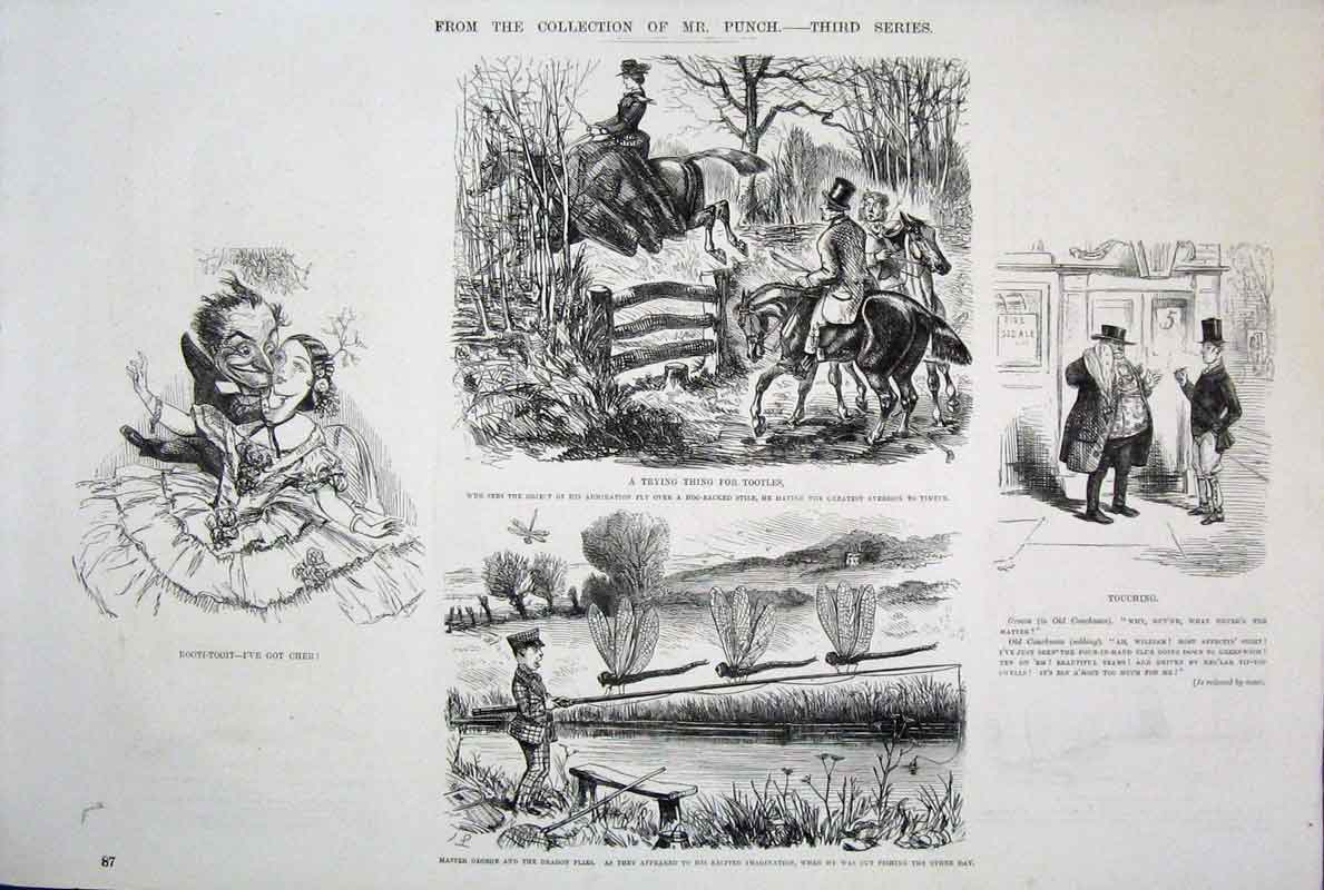 Original Old Antique Print Ref.18 C1878 John Leech Mr Punch Third Series 19th