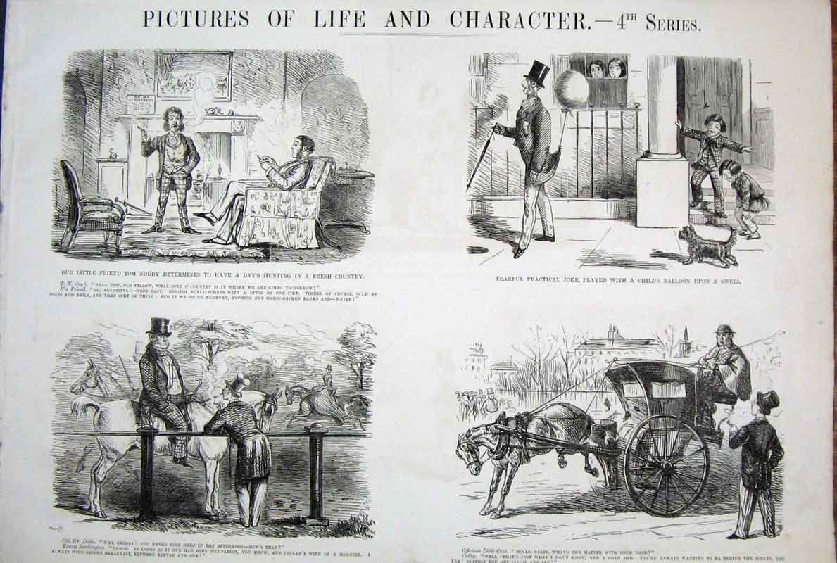 Original Old Antique Print Life & Character By John Leech Mr Punch*13