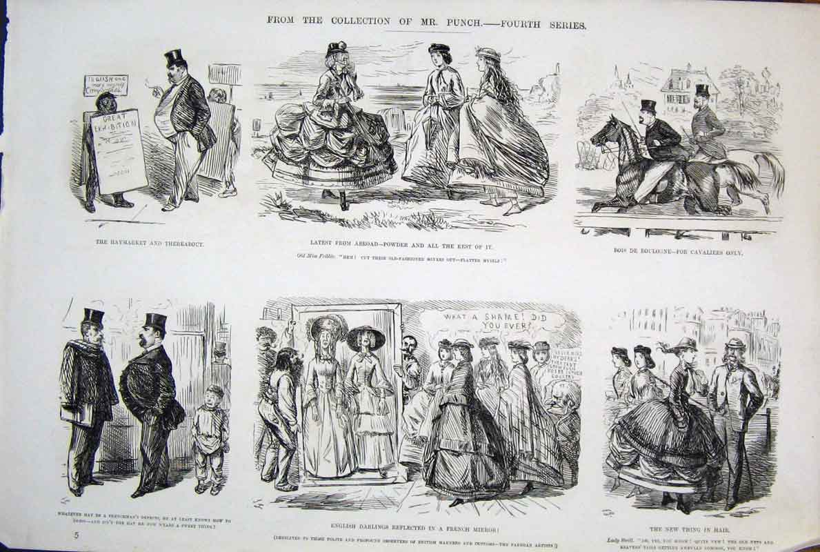 Original Old Antique Print Life & Character Mr Punch 4Th Series By Leech