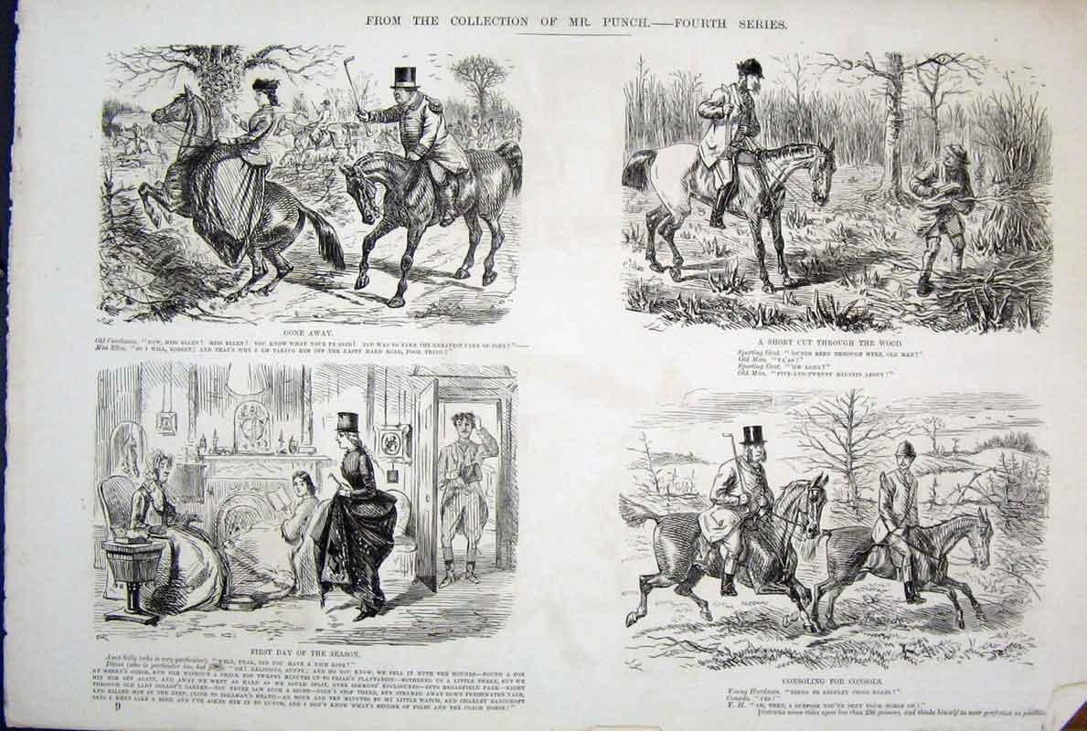 Original Old Antique Print Fourth Series Mr Punch Life & Character Leech