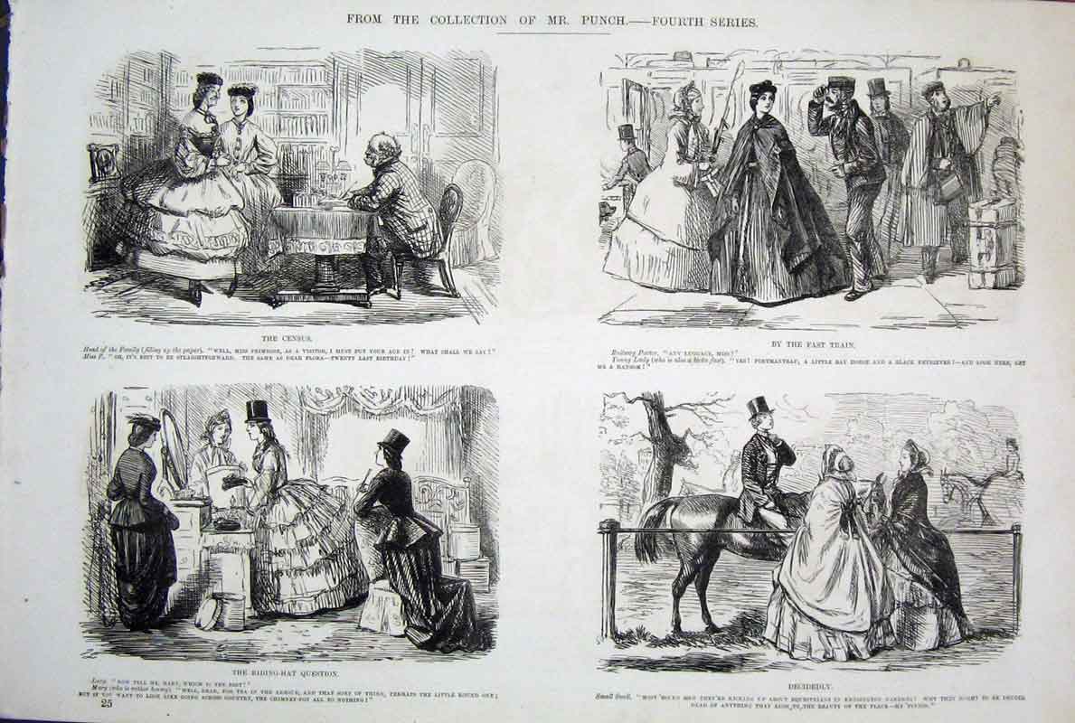 Original Old Antique Print 4Th Series Mr Punch Life & Character Leech
