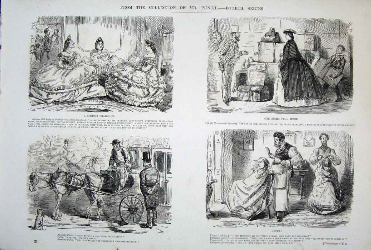 Original Old Antique Print Mr Punch 4Th Series By John Leech C1878