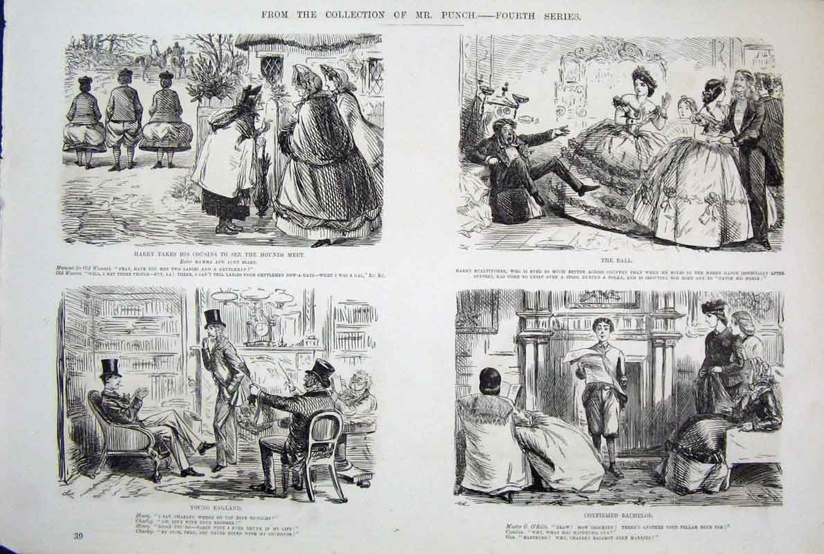 Original Old Antique Print Ref.22 C1878 John Leech Mr Punch 4Th Series