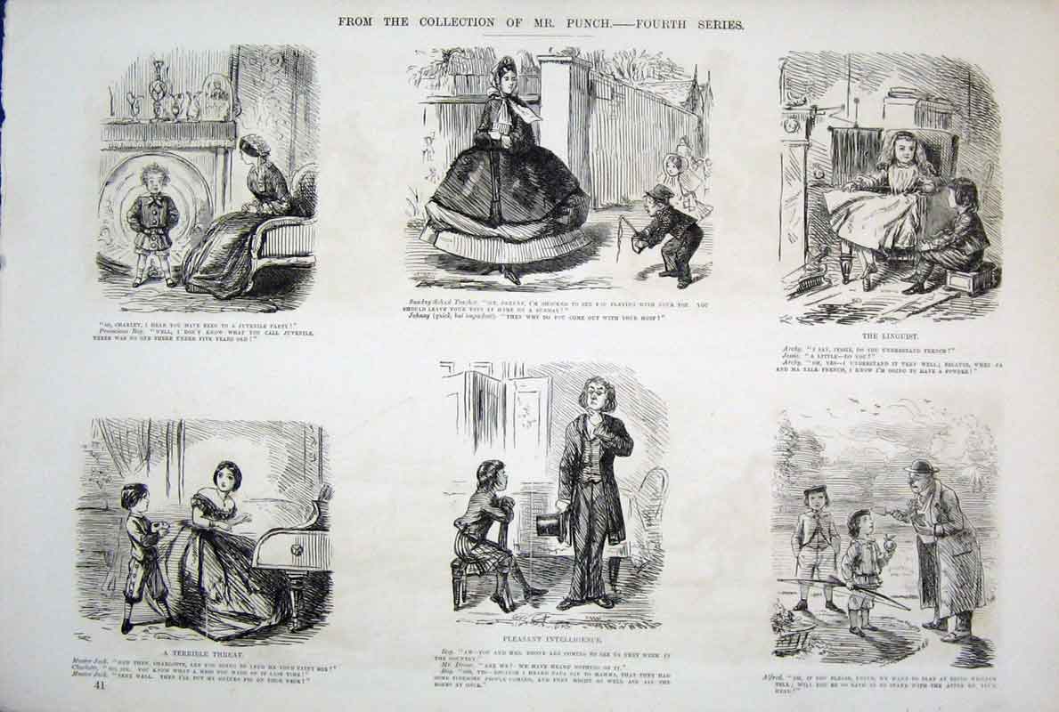 Original Old Antique Print Life & Character Mr Punch 4Th Series *15