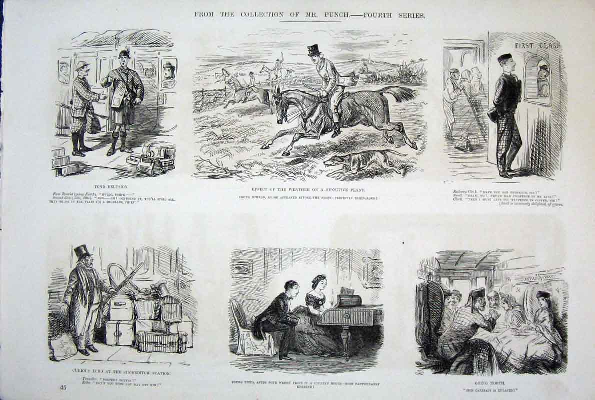 Original Old Antique Print By John Leech Mr Punch 4Th Series C1878