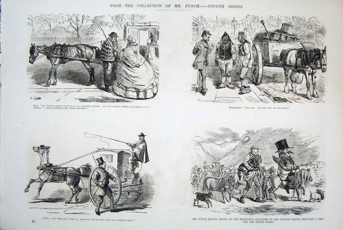 Original Old Antique Print Life & Character Mr Punch C1878 19th
