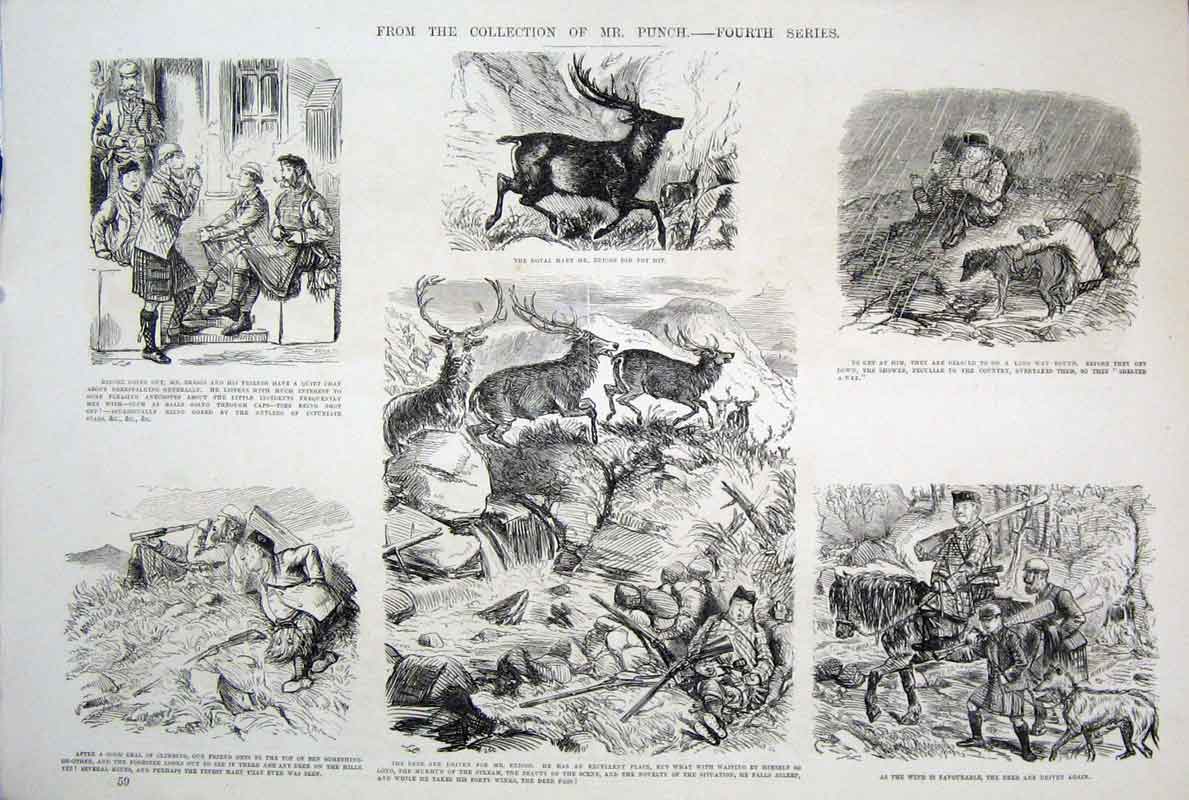 Original Old Antique Print Life & Character By John Leech Mr Punch 4Th
