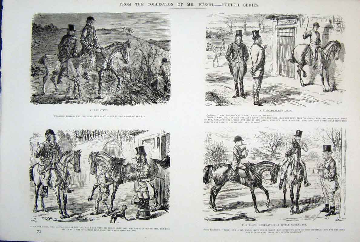 Original Old Antique Print Mr Punch SeriesJohn Leech Life & Character