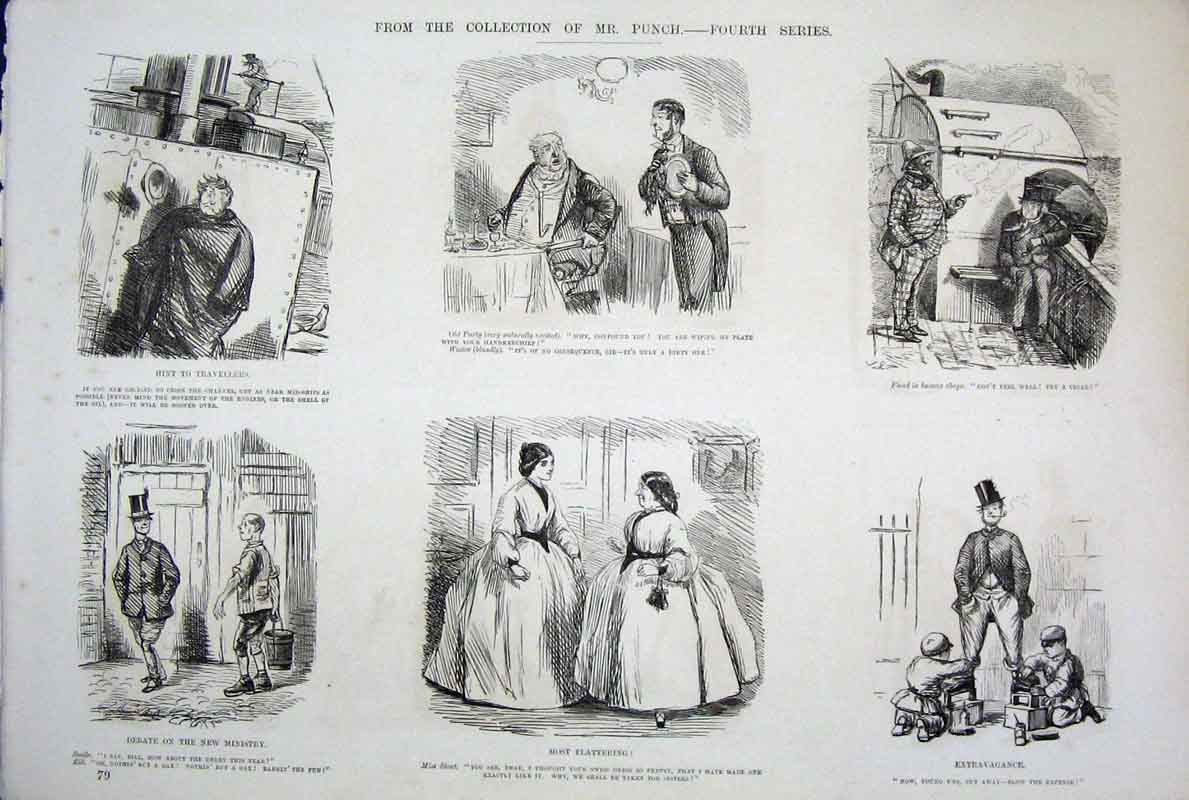 Original Old Antique Print SeriesMr Punch By John Leech C1878