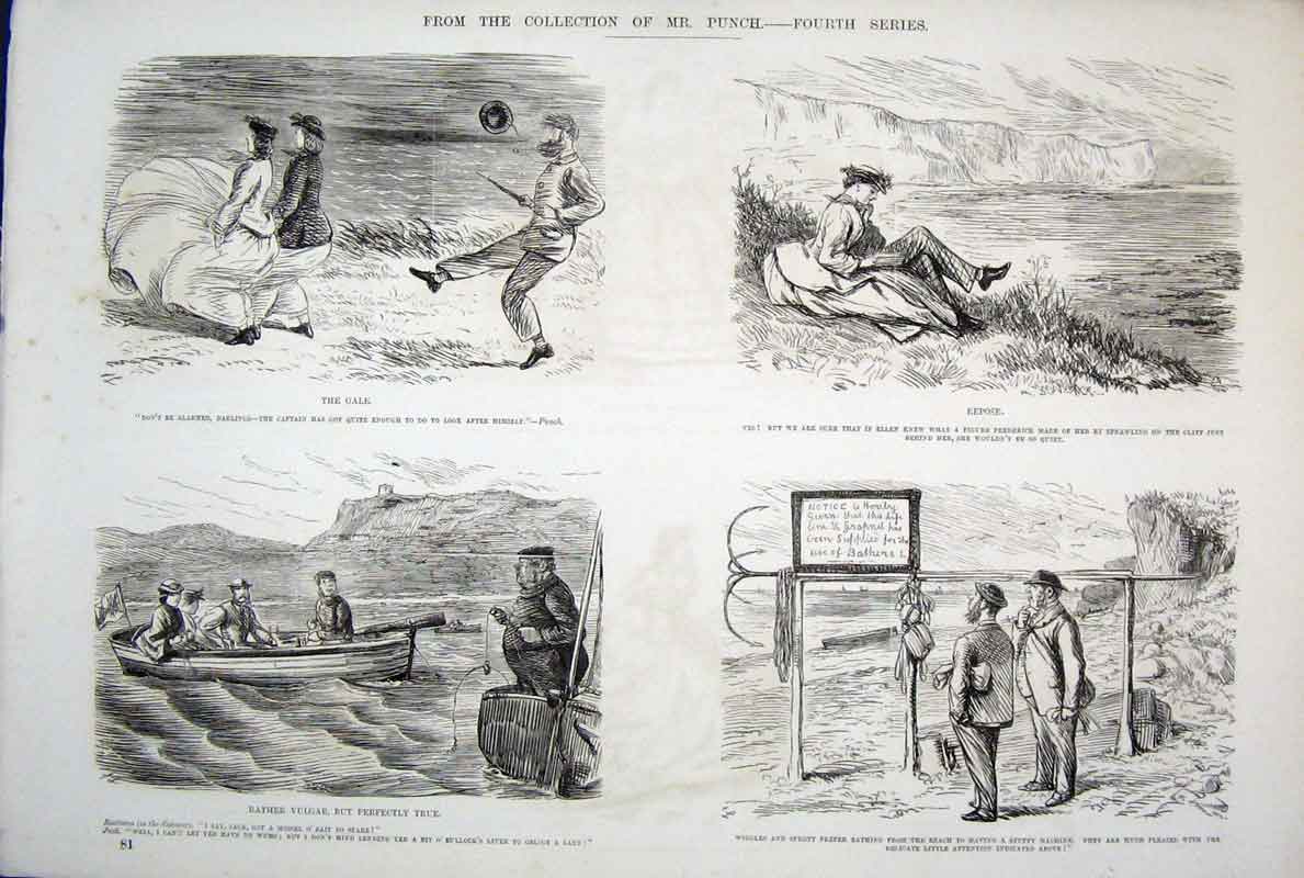 Original Old Antique Print Ref.26 Life & Character John Leech Mr Punch 4Th