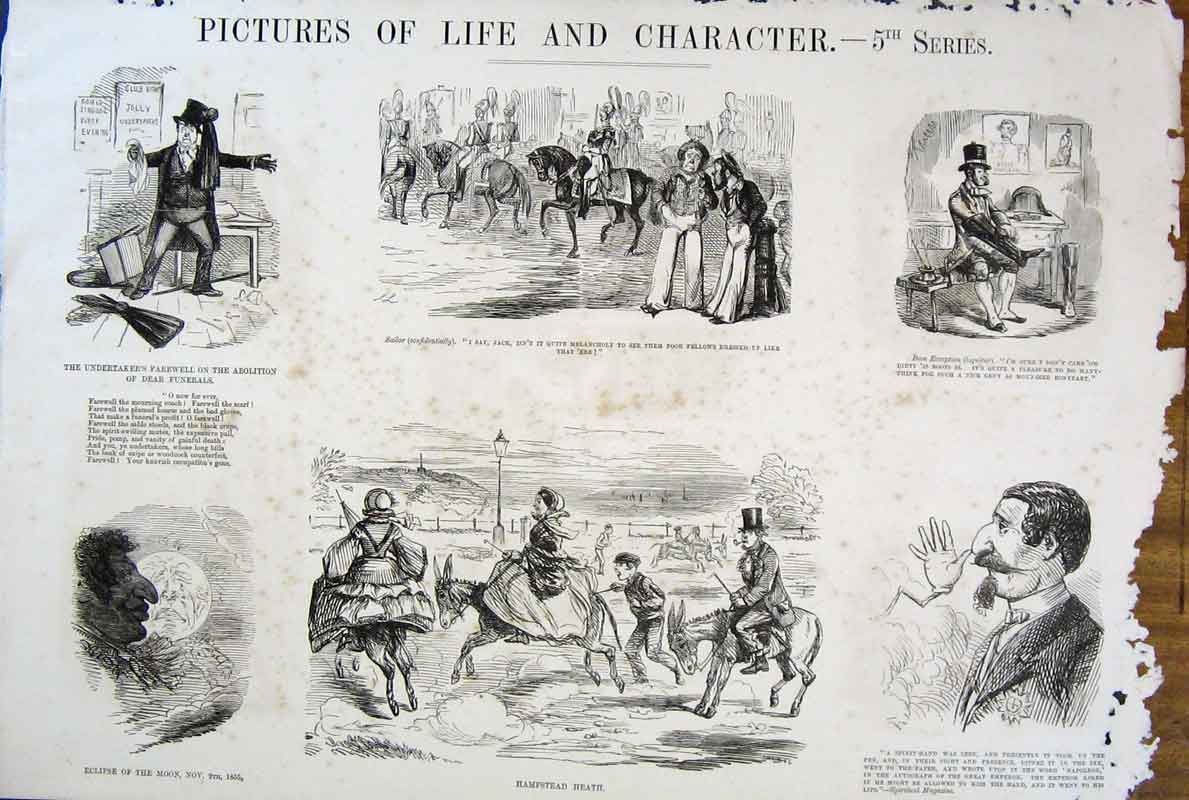 Original Old Antique Print Ref.29 Life & Character John Leech Mr Punch C1878
