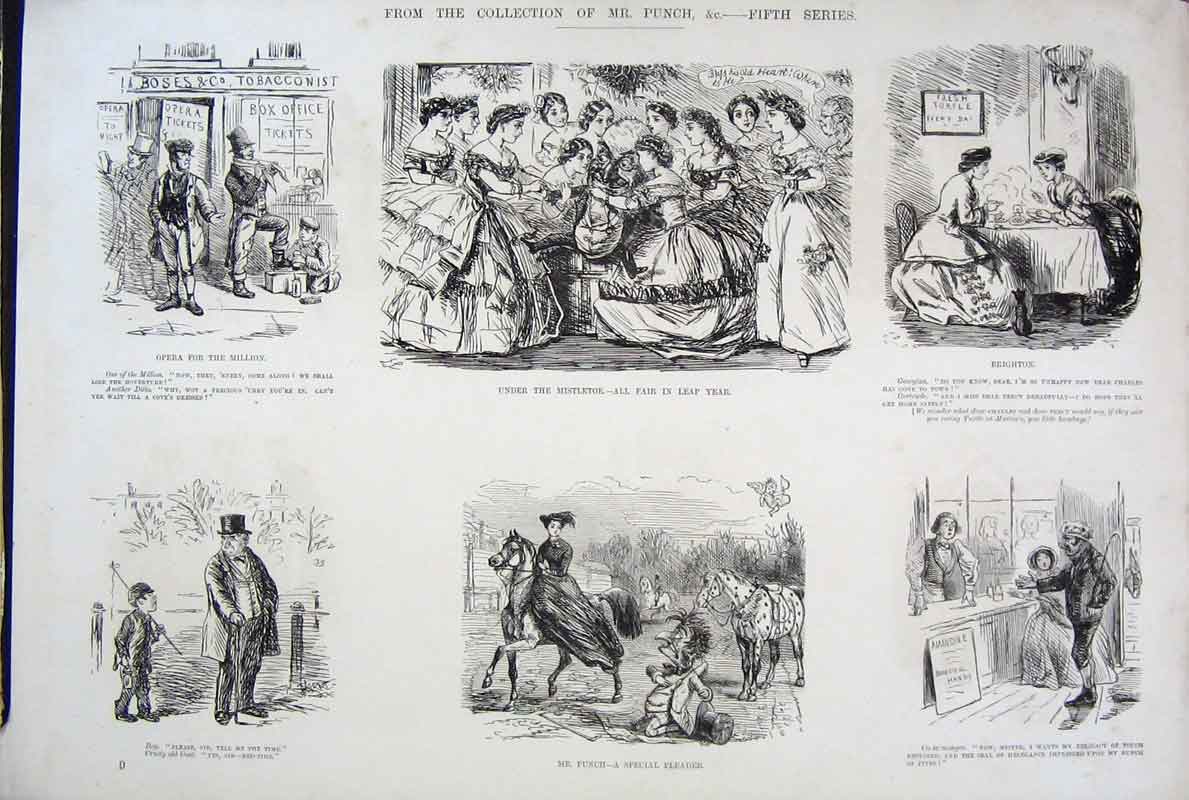 Original Old Antique Print SeriesMr Punch By John Leech C1878