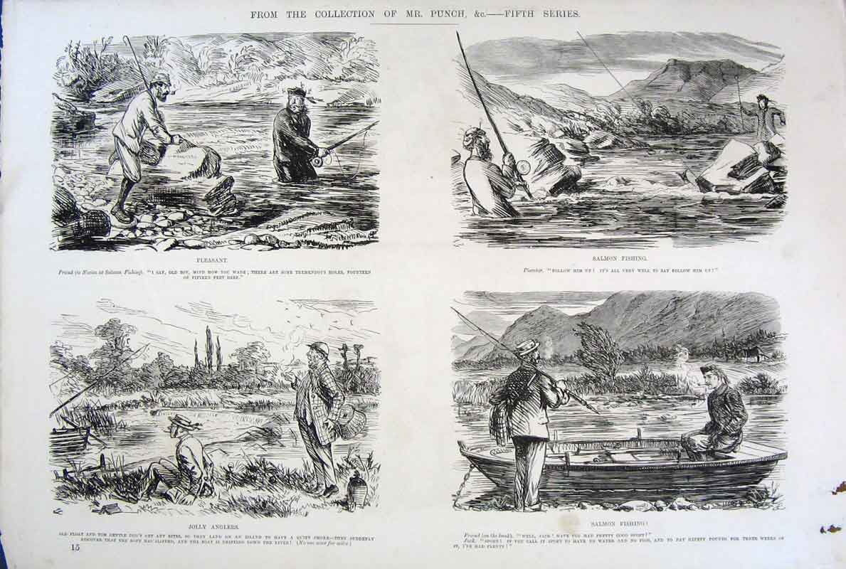 Original Old Antique Print Life & Character By John Leech Mr Punch 5Th