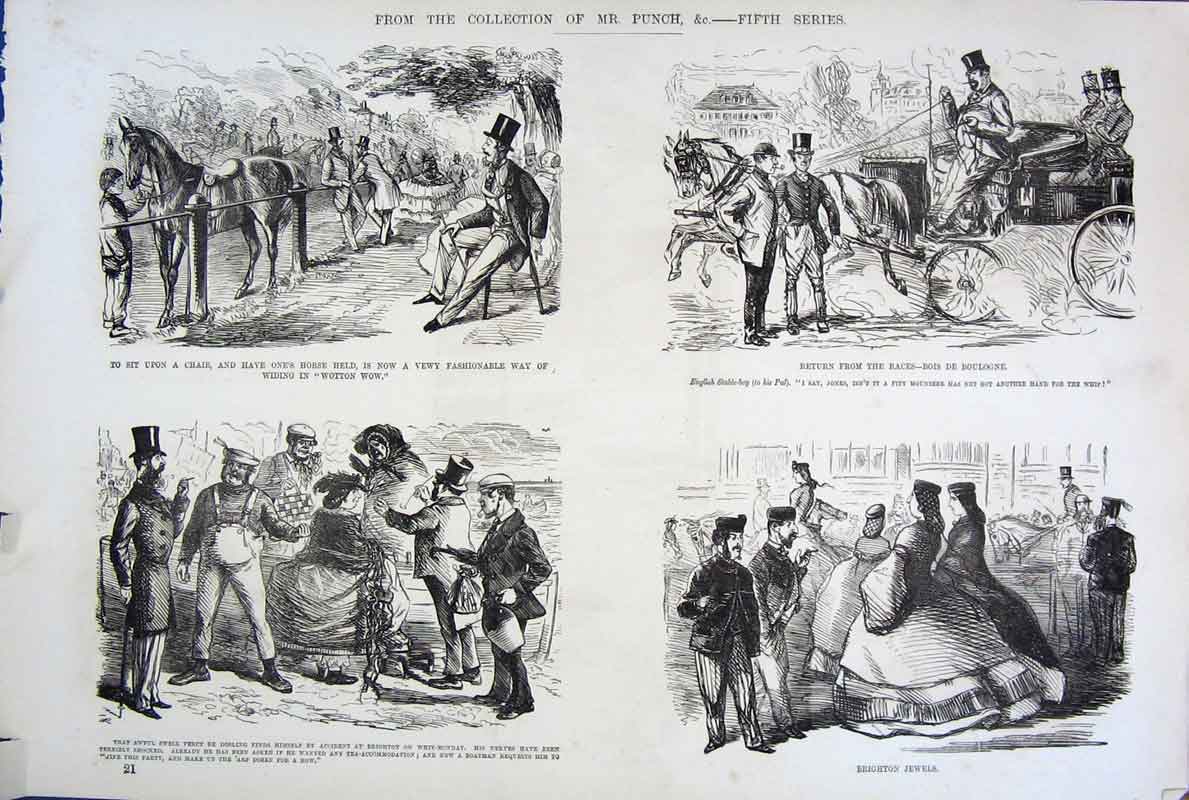 Original Old Antique Print C1878 Mr Punch Fifth Series By John Leech Victorian