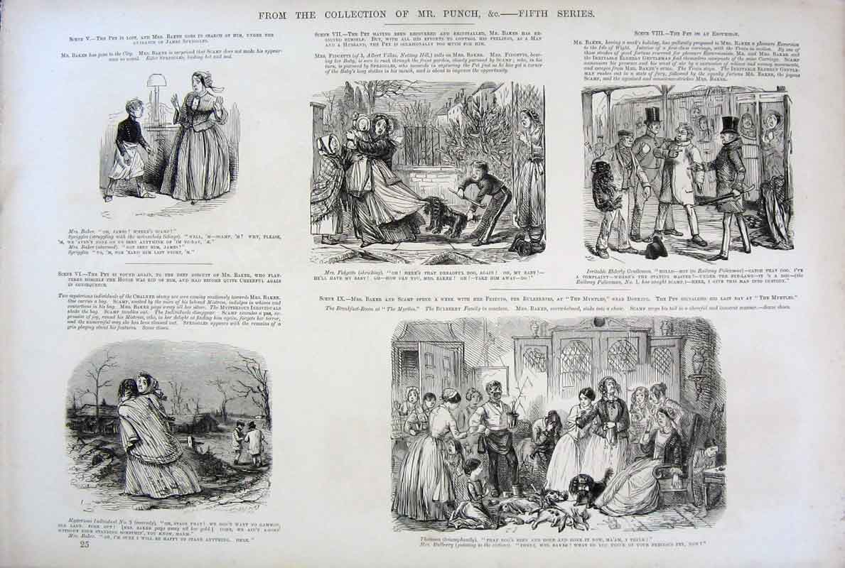 Original Old Antique Print Ref.31 Mr Punch Fifth Series John Leech C1878