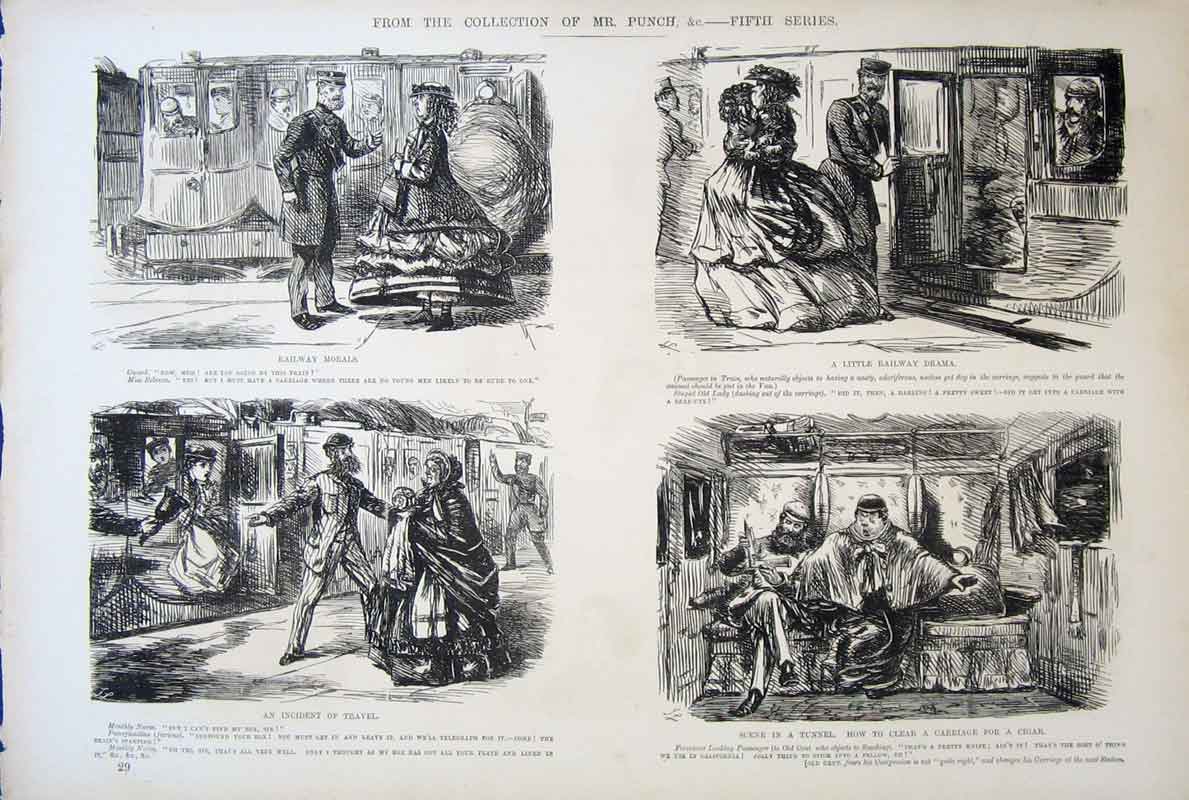 Original Old Antique Print Mr Punch Fifth Series Collection By John Leech