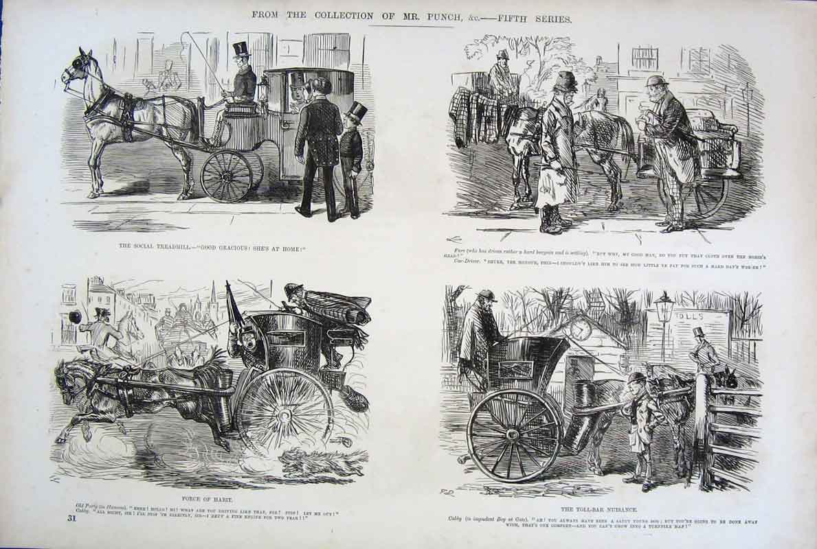 Original Old Antique Print C1878 Mr Punch 5Th Series By John Leech Victorian