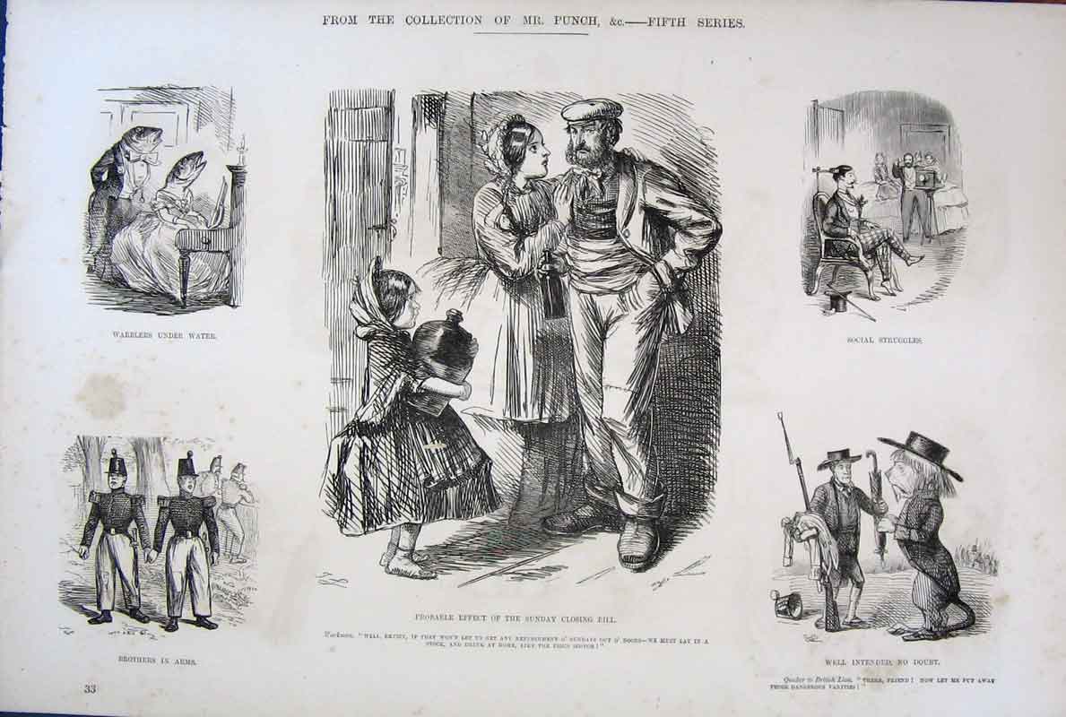 Original Old Antique Print Mr Punch 5Th Series By John Leech C1878