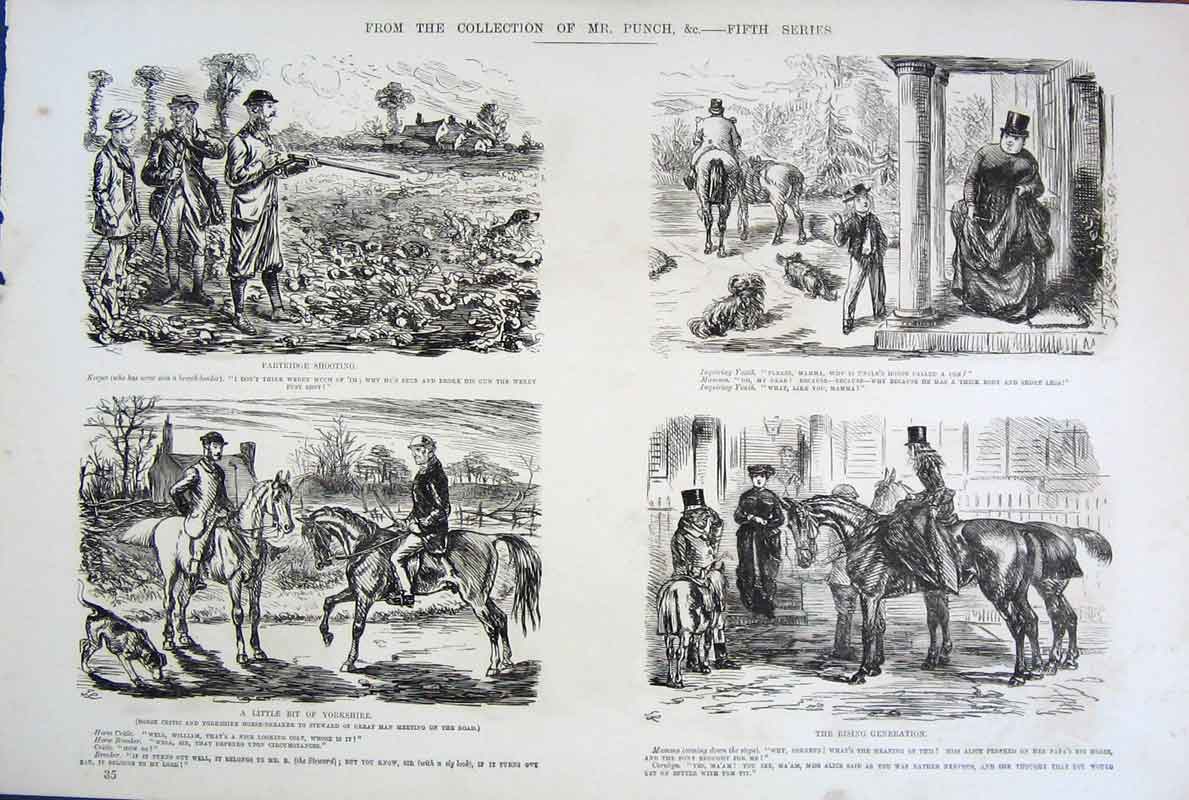 Original Old Antique Print Life & Character Mr Punch By Leech 5Th Series