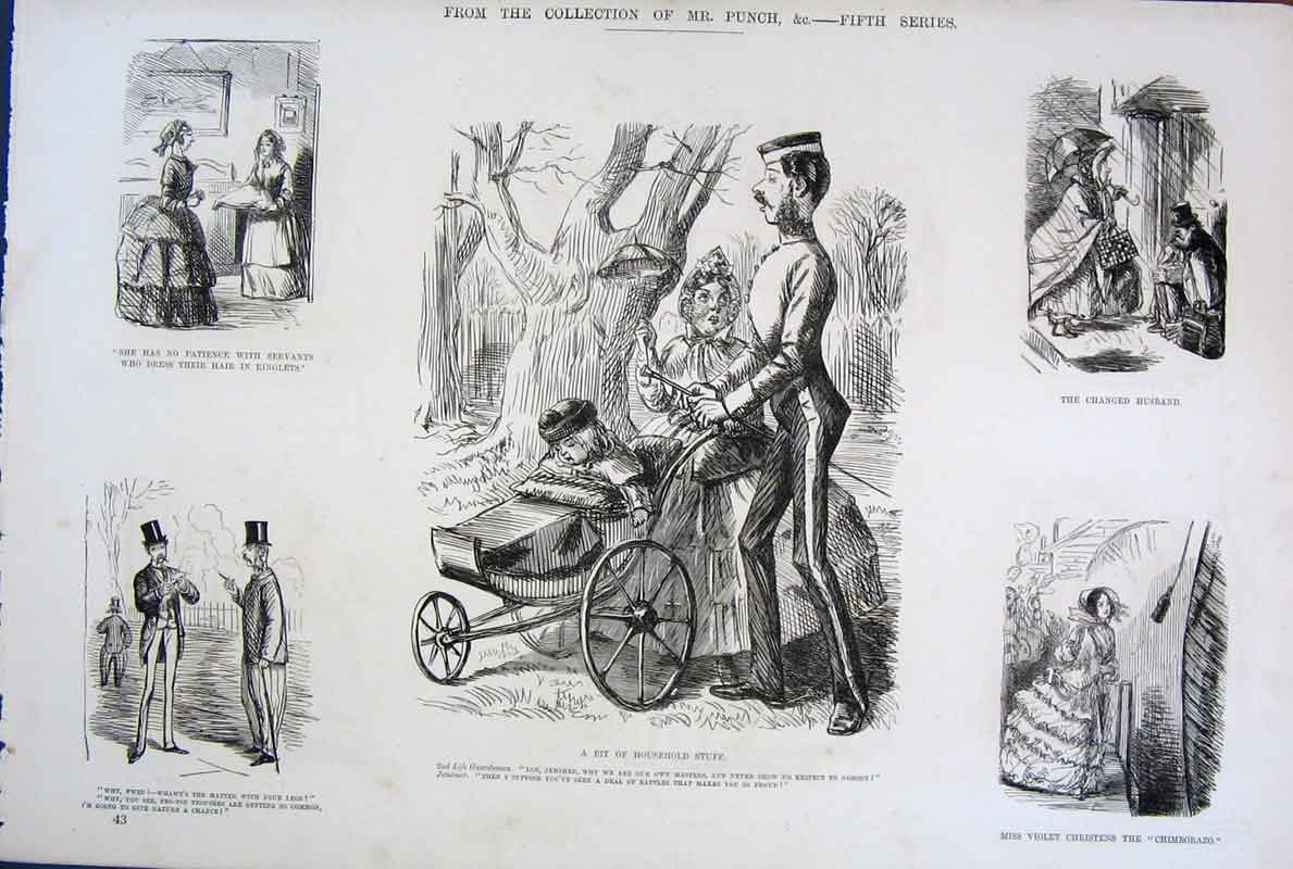 Original Old Antique Print Ref.32 C1878 John Leech Mr Punch 5Th Series