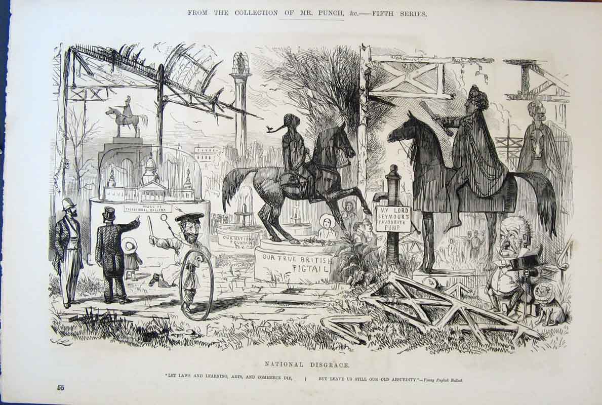 Original Old Antique Print Life & Character Fifth Series Mr Punch