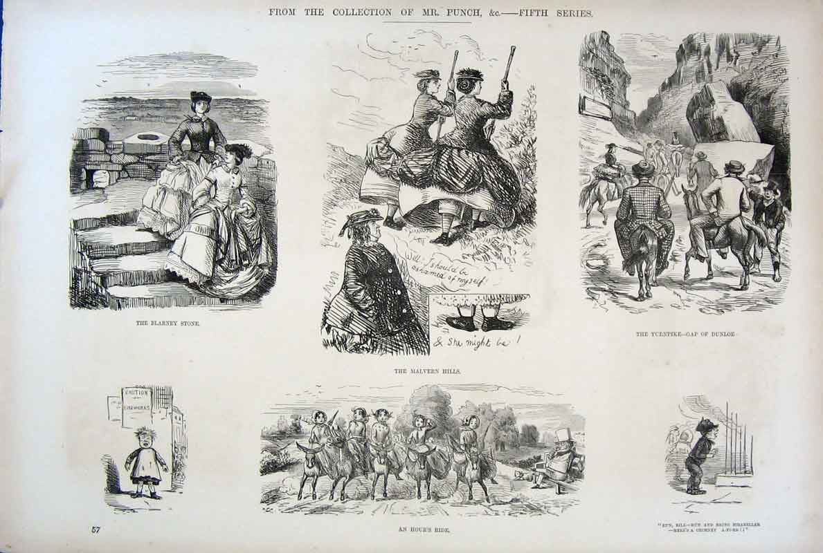 Original Old Antique Print Fifth Series Mr Punch By Leech C1878 19th