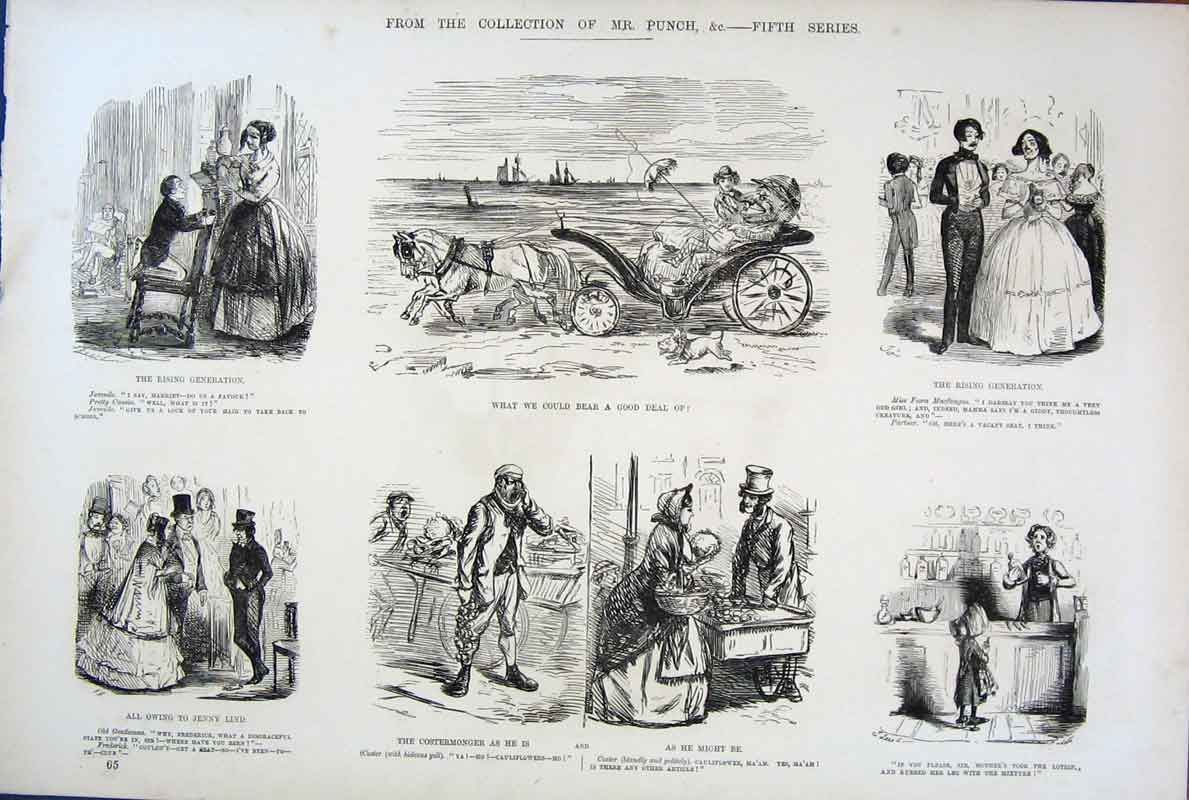 Original Old Antique Print C1878 Mr Punch Collection Fifth Series 19th