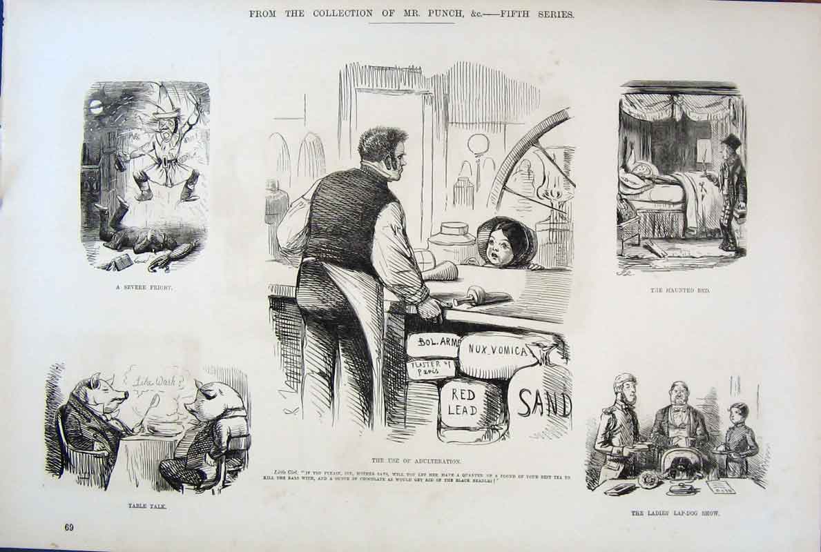 Original Old Antique Print Fifth Series Mr Punch C1878 By John Leech Victorian