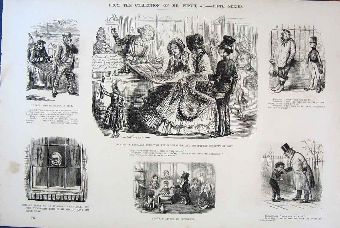 Original Old Antique Print Mr Punch C1878 By John Leech Life & Character 19th