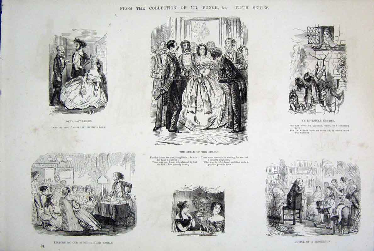 Original Old Antique Print By John Leech Mr Punch Collection Series Five