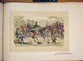 Original Old Antique Print Horse People Games Family Children Park Hand Colored