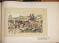 Old Antique Print Town City Metting Horse Carriage Donkey Colored Drawing