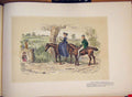 Original Old Antique Print Horse Riding Farm Fieldhand Colored Drawing Fine Art