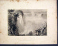 Original Old Antique Print Niagara Falls American Side C1839 Art 19th
