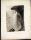 Original Old Antique Print View Below Table Rock America C1839 Art Victorian