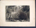 Original Old Antique Print Indian Falls Near CSpring C1839 Art 19th