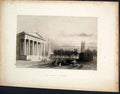 Original Old Antique Print Gothis Church Newhaven America C1839 19th