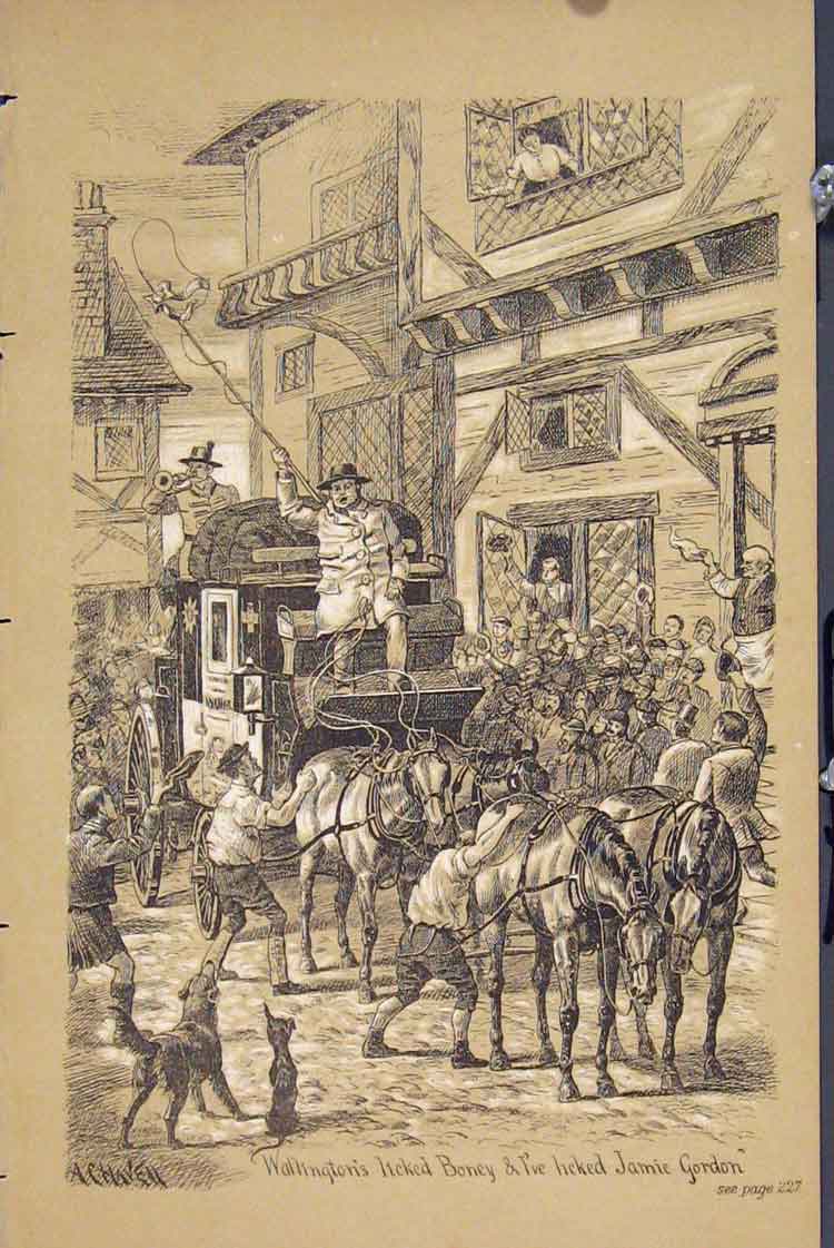 Original Old Vintage Print Horses Coach C1881 Street Scene Celebration Dog 19th