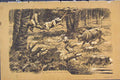 Original Old Antique Print C1881 Men Shooting Hunting Cow Chasing 19th